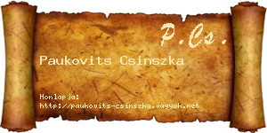 Paukovits Csinszka névjegykártya